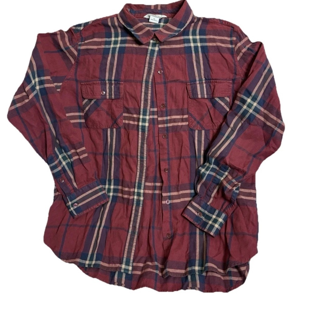 Bob Timberlake Mens Sz XL Long Sleeve Button Up Flannel Shirt Red Black